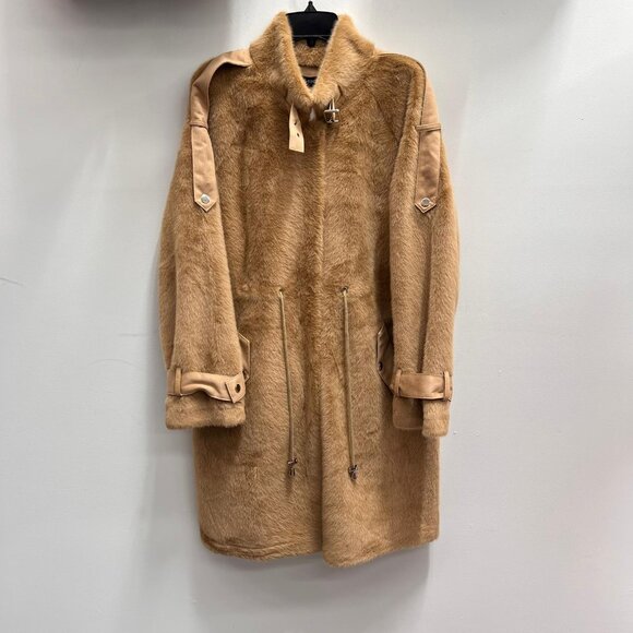 NWT - LOVE TOKEN CAMEL FAUX FUR COAT Lt96136 - Picture 2 of 4